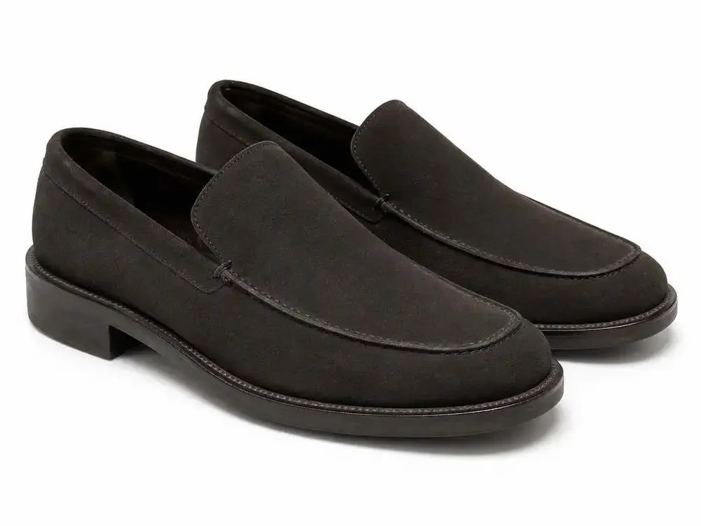 Gucci Mens Black Suede Square Toe Apron Loafers Slip On Shoes EU 46 US 12.5